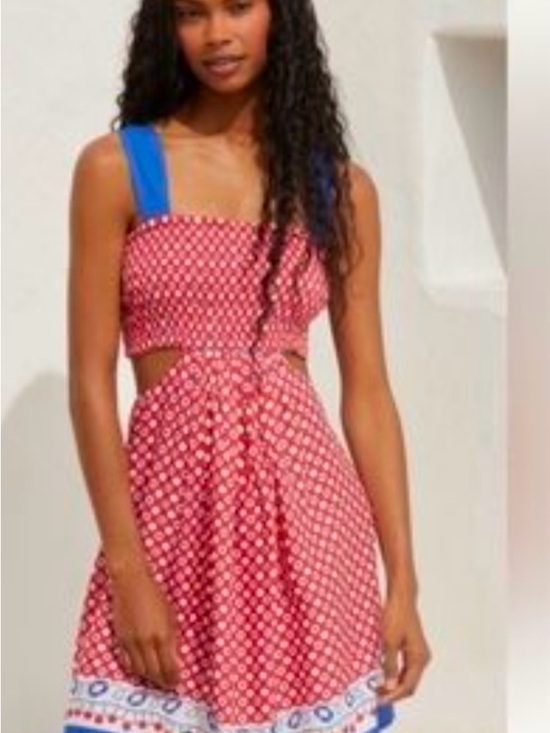 Anthropologie Dresses & Skirts - Anthropologie Red Polka Dot Mini Dress with Blue Straps Sz M